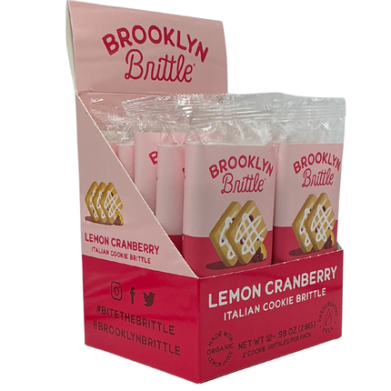 Lemon Cranberry Italian Cookie Brittle – Snack Pack Box (12 Grab & Go 2-Packs)