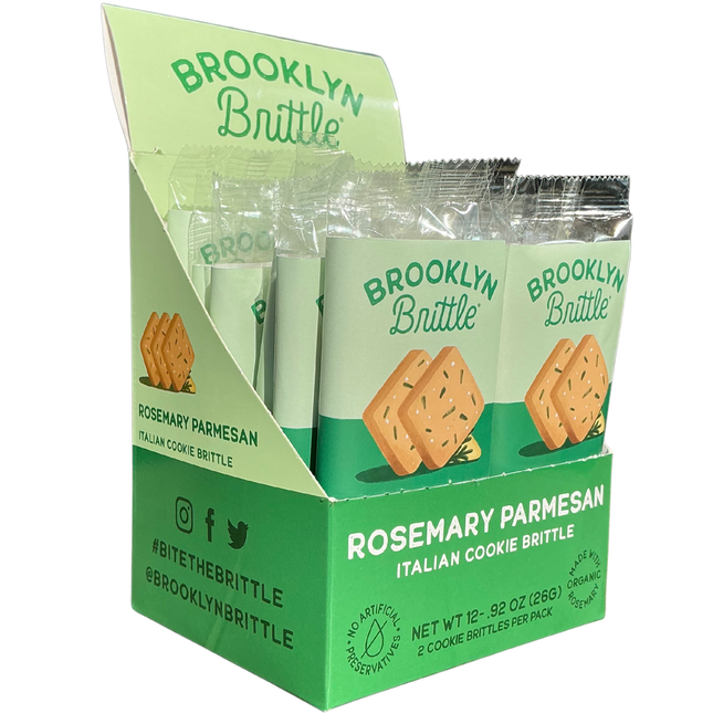Rosemary Parmesan Italian Cookie Brittle – Snack Pack Box (12 Grab & Go 2-Packs)