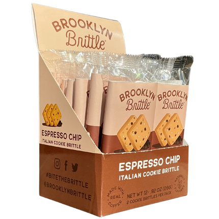 Espresso Chip Italian Cookie Brittle – Snack Pack Box (12 Grab & Go 2-Packs)