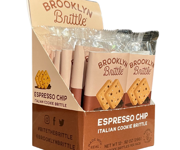 Espresso Chip Italian Cookie Brittle – Snack Pack Box (12 Grab