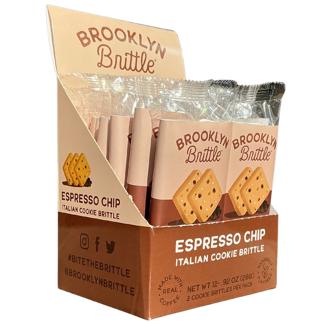 Espresso Chip Italian Cookie Brittle – Snack Pack Box (12 Grab & Go 2-Packs)