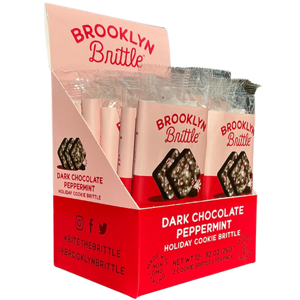 Dark Chocolate Peppermint Italian Cookie Brittle – Snack Pack Box (12 Grab & Go 2-Packs)