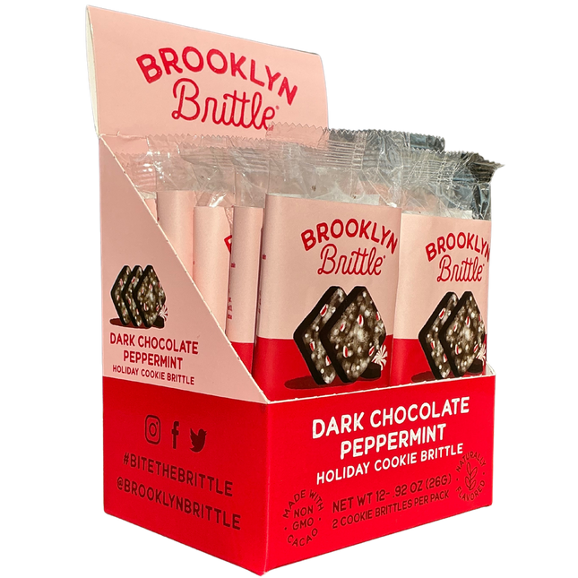 Dark Chocolate Peppermint Italian Cookie Brittle – Snack Pack Box (12 Grab & Go 2-Packs)