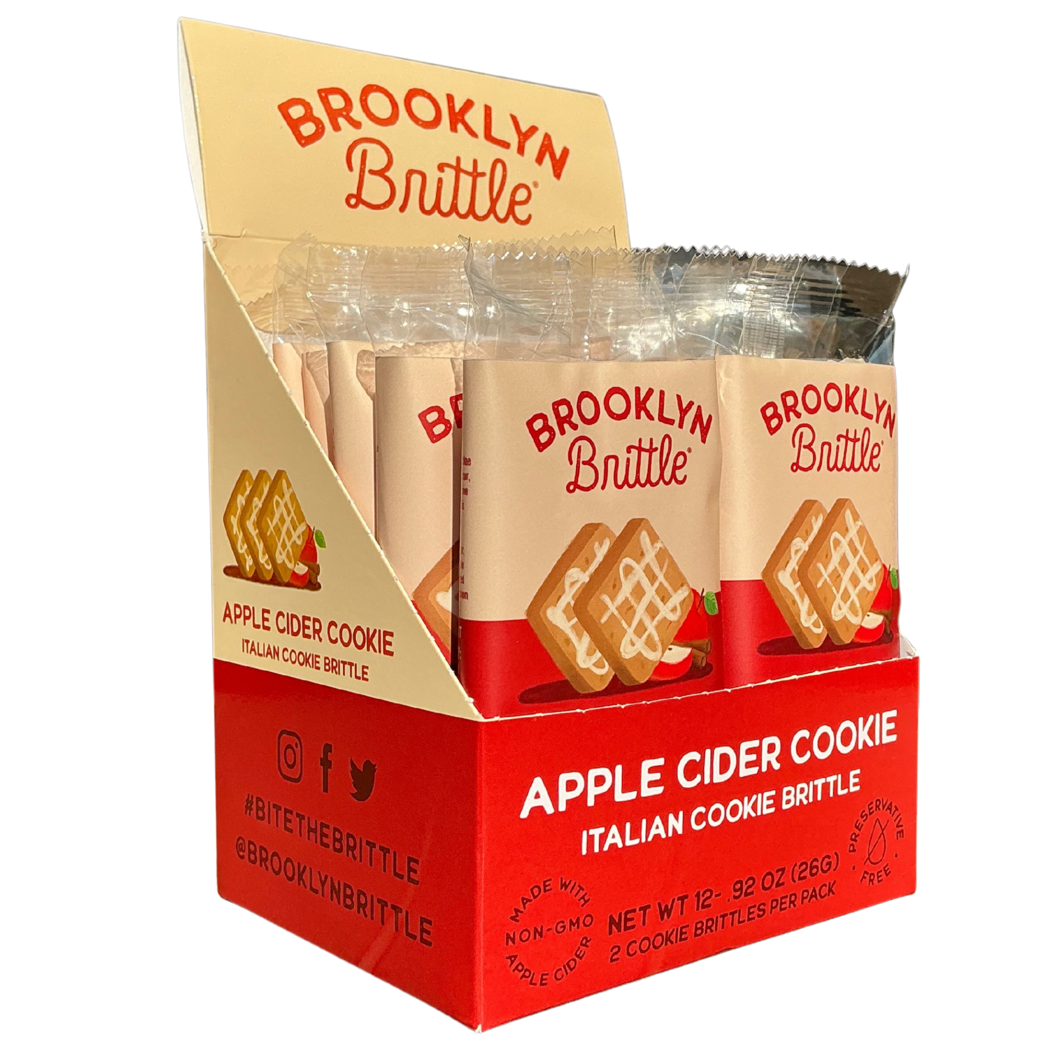 Apple Cider Italian Cookie Brittle – Snack Pack Box (12 Grab & Go 2-Packs)