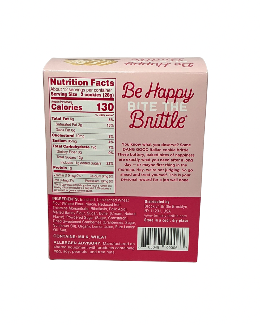Lemon Cranberry Italian Cookie Brittle – Snack Pack Box (12 Grab & Go 2-Packs)