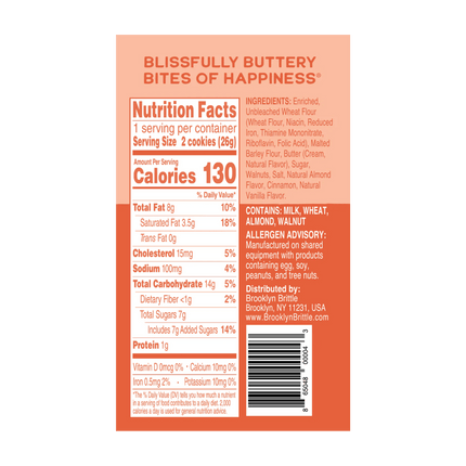 Cinnamon Walnut Italian Cookie Brittle – Snack Pack Box (12 Grab & Go 2-Packs)