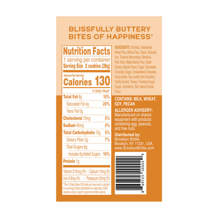 Pecan Chocolate Chip Italian Cookie Brittle – Snack Pack Box (12 Grab & Go 2-Packs)