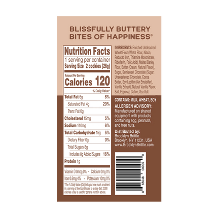 Espresso Chip Italian Cookie Brittle – Snack Pack Box (12 Grab & Go 2-Packs)