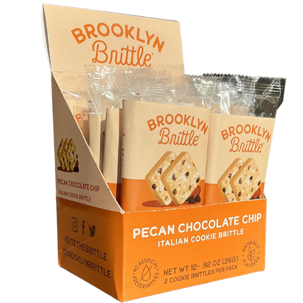 Pecan Chocolate Chip Italian Cookie Brittle – Snack Pack Box (12 Grab & Go 2-Packs)