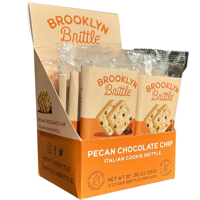 Pecan Chocolate Chip Italian Cookie Brittle – Snack Pack Box (12 Grab & Go 2-Packs)