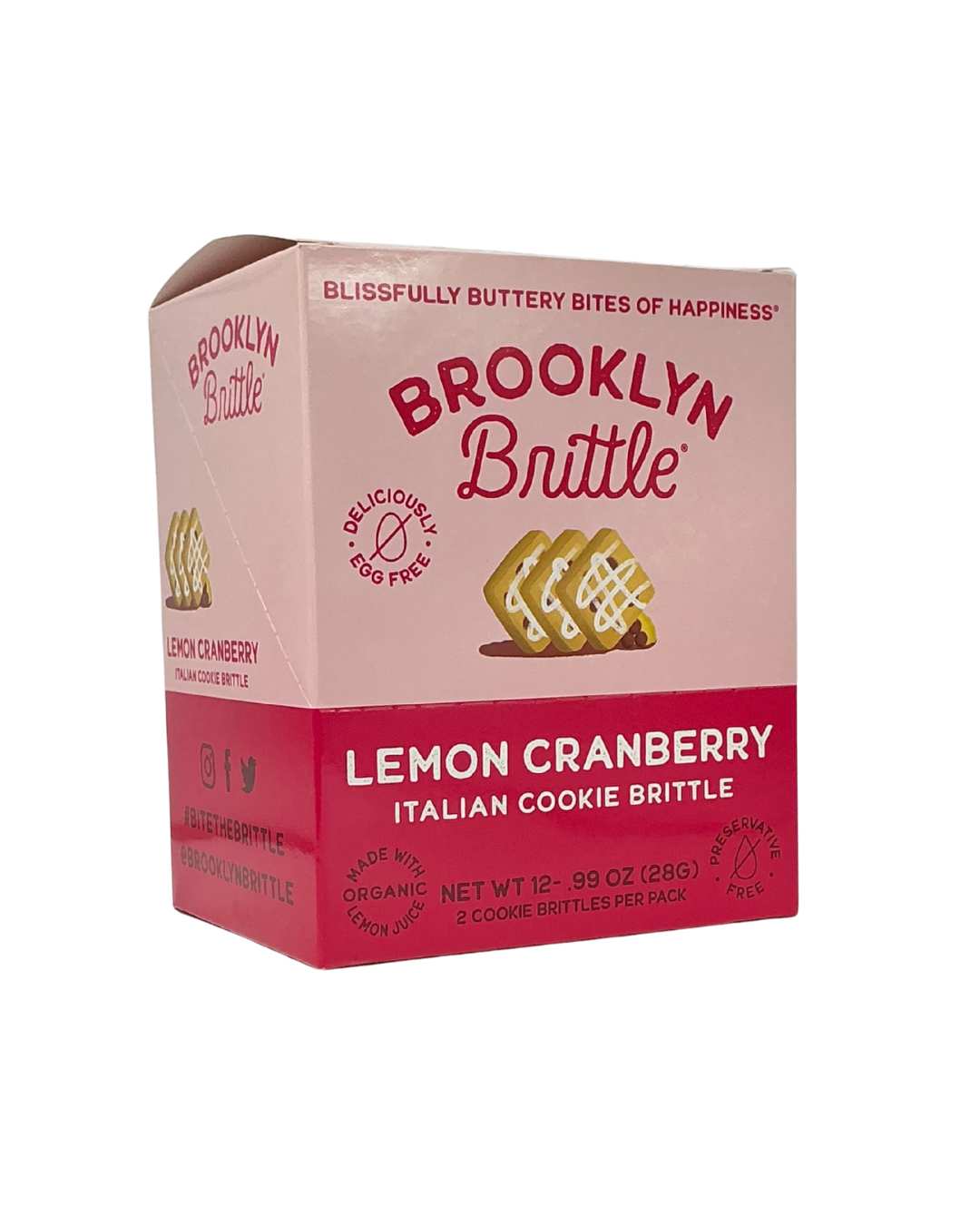 Lemon Cranberry Italian Cookie Brittle – Snack Pack Box (12 Grab & Go 2-Packs)