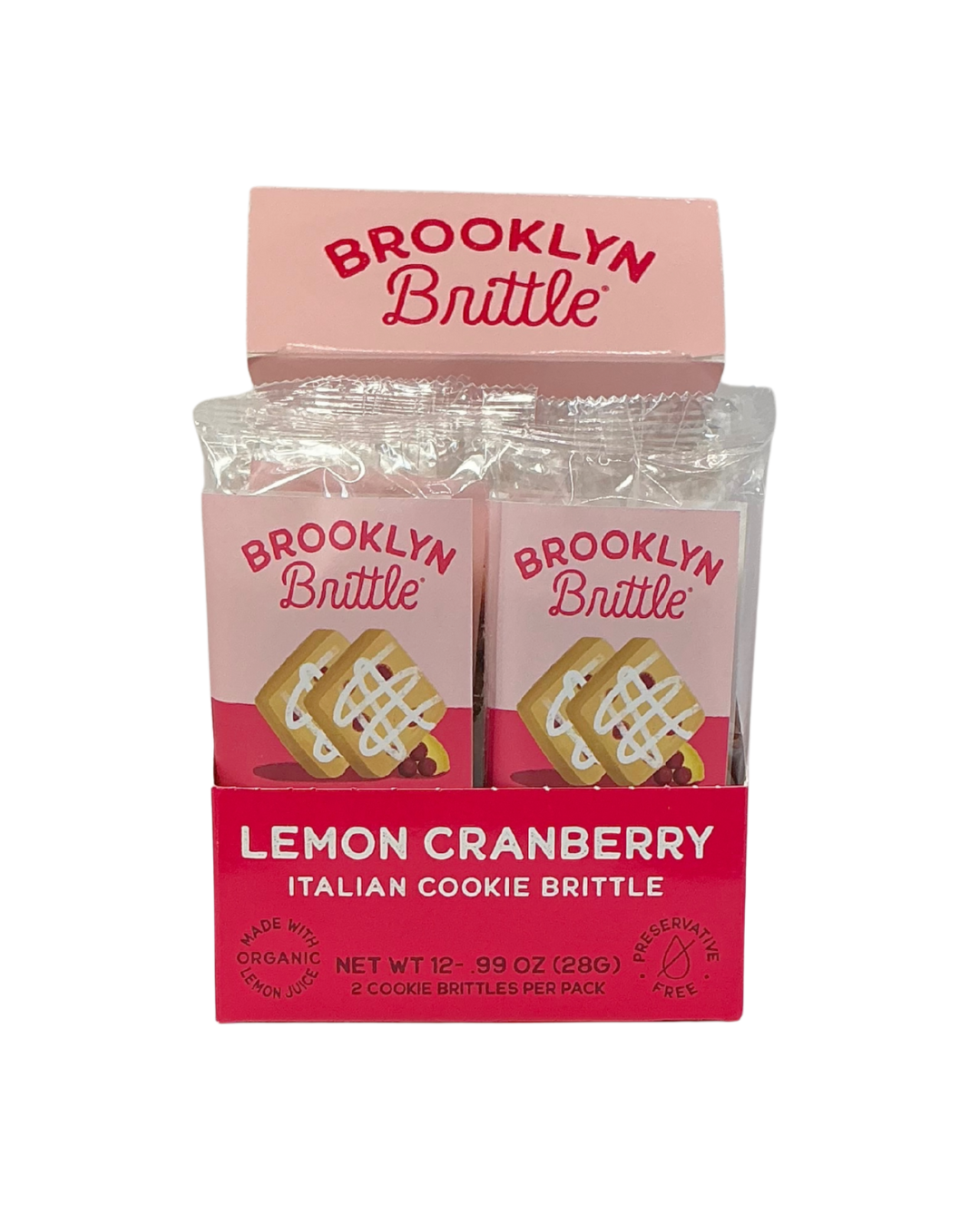 Lemon Cranberry Italian Cookie Brittle – Snack Pack Box (12 Grab & Go 2-Packs)