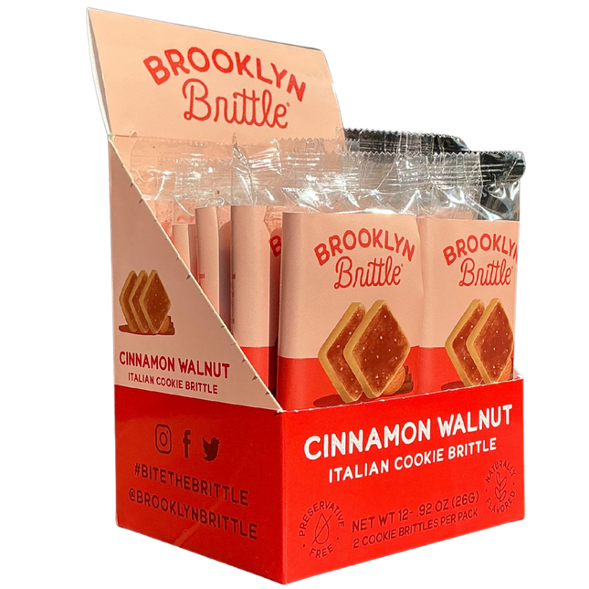 Cinnamon Walnut Italian Cookie Brittle – Snack Pack Box (12 Grab & Go 2-Packs)