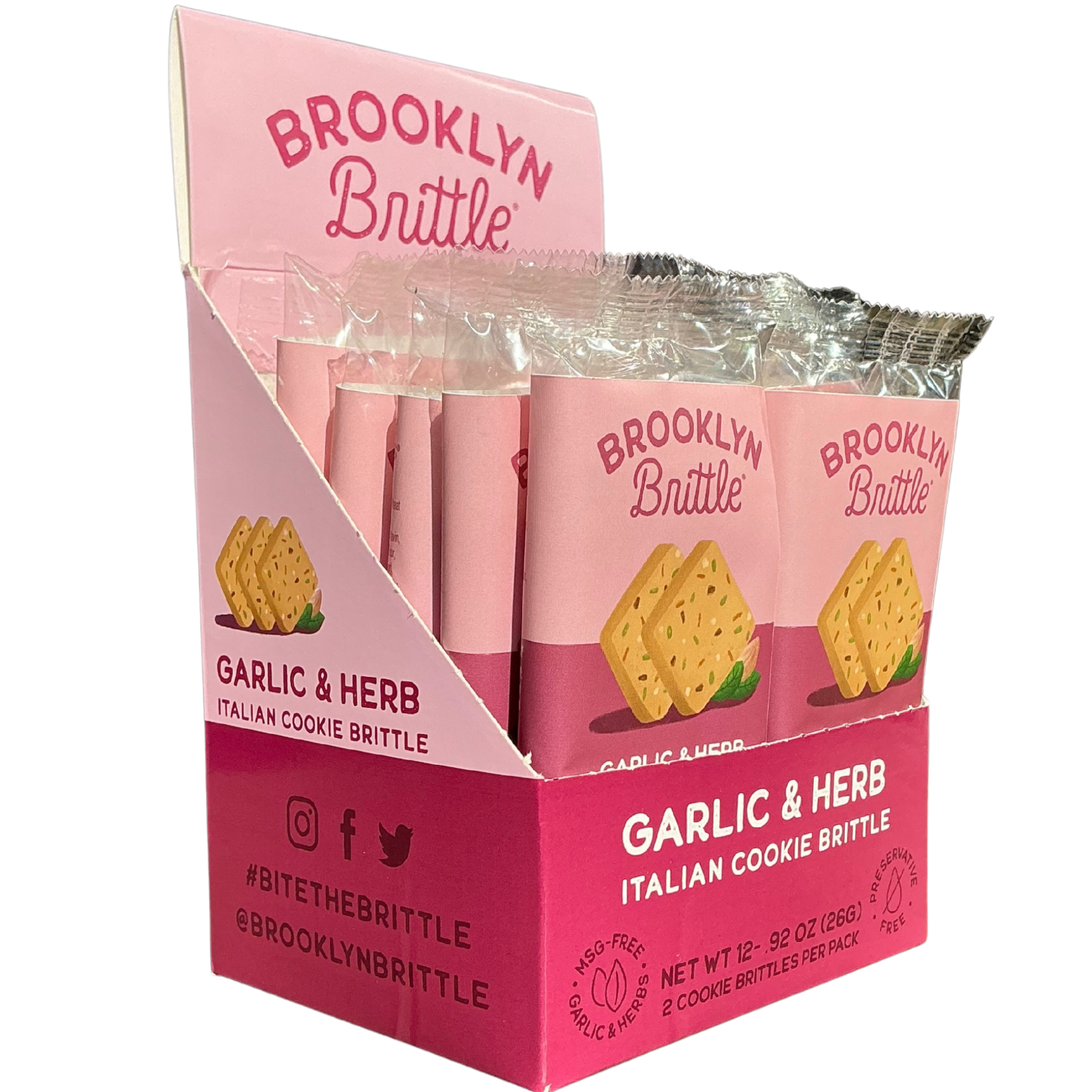 Garlic & Herb Italian Cookie Brittle – Snack Pack Box (12 Grab & Go 2-Packs)