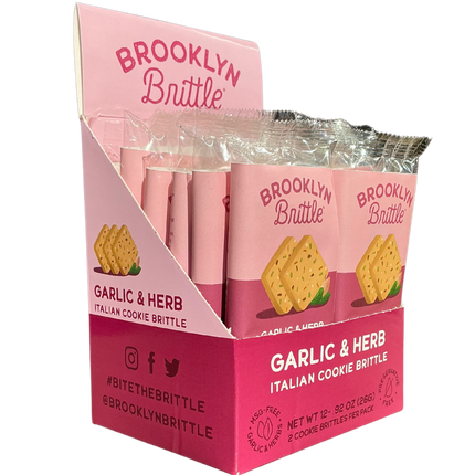 Garlic & Herb Italian Cookie Brittle – Snack Pack Box (12 Grab & Go 2-Packs)